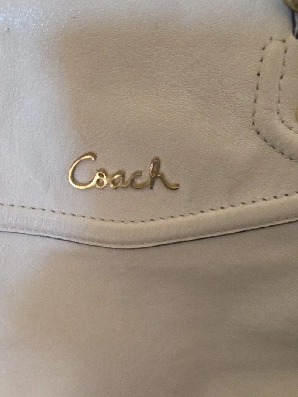 Coach Cream Leather Shoulder Bag with Gold Hardware
